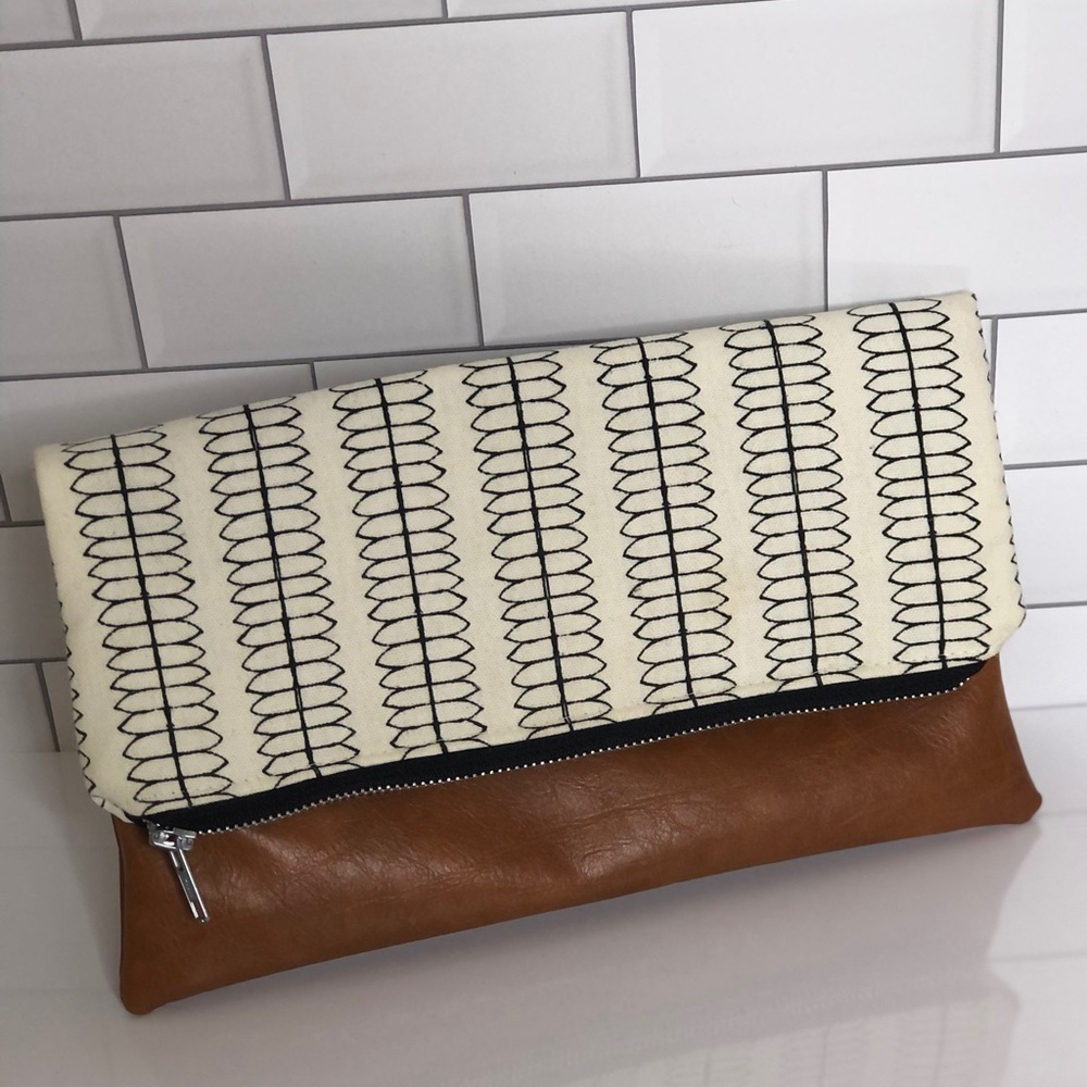 Vegan Leather & Canvas Clutch